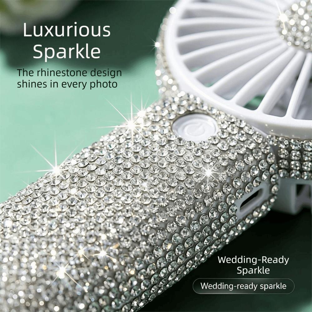 Sparkling Imitation Handheld Personal Fan USB Rechargeable Mini Fan Display Use