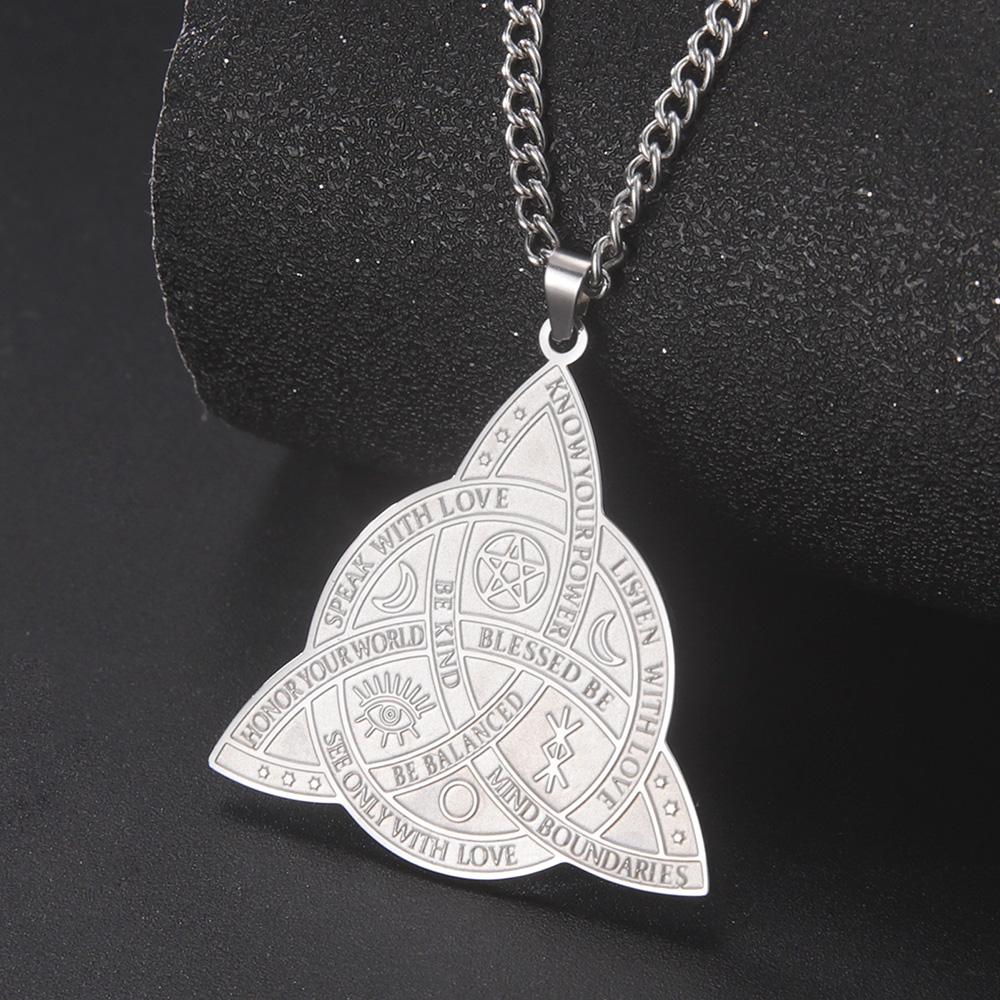 Dawapara Triple Moon Goddess Triquetra Necklace Trinity Knot Pendant Irish Amulet Wiccan Witchcraft Jewelry Stainless Steel