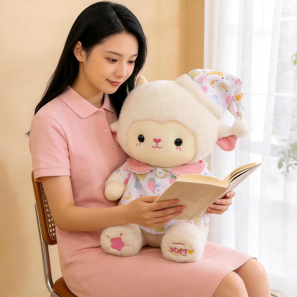 Adorable Lamb Plush Doll - Soft Soothing Pillow for Girls, Ideal Birthday Gift
