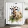 Customizable Art Print Goat Shower Curtain Personalized Bathroom Decor Olive Green Watercolor Painting Animal Home Decoration 18