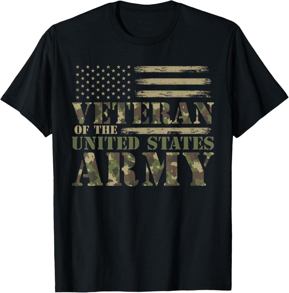 Veteran of The US Army Camouflage US Flag Veteran TShirt 100 Cotton ONeck Short Sleeve Summer Casual Mens Tshirt Streetwear