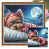 Cute Cat/Dog Full Embroidery Eco-cotton Thread 11CT Printed Cat Cross Stitch Kit Arts DIY Handmade Ornament Home Decor 40*40cm