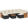 VidaXL Salon de Jardin avec Coussins 10 pcs, Canapés de Patio, Ensemble de Meubles, Mobilier de Terrasse Extérieur, Noir 3260628