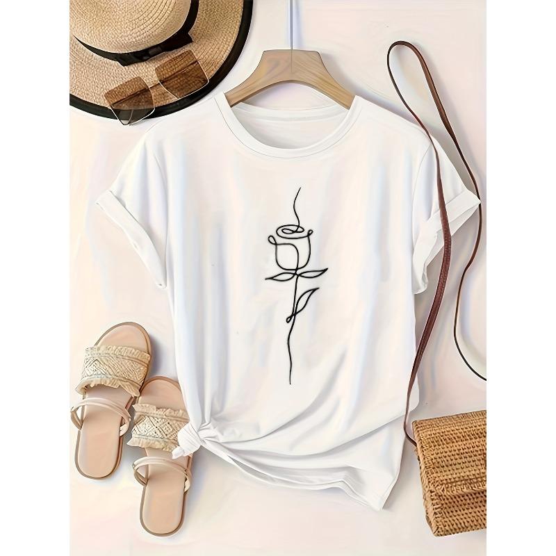 Women's Oversized Tee Round Neck Short Sleeve Stretch Loose Fit Spring Summer Fall Casual Semi-Formal Machine Washable Top