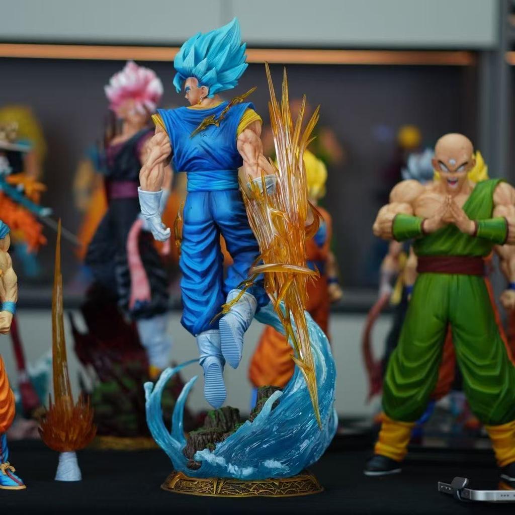 40cm/15.75inch Drogan Boll Z Vegetto Figure 3 Heads Replace Super Saiyan Action Figure Gk Statue Collection Model Toys Gifts