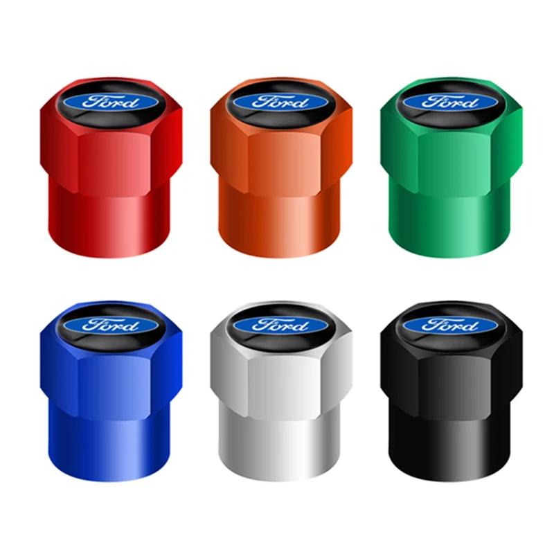 Car Sticker Ford 4PCS Metal Wheel Tire Valve Caps Stem Case For Ford Fiesta EcoSport ESCORT focus 1 focus 3 focus 2 Car Styling