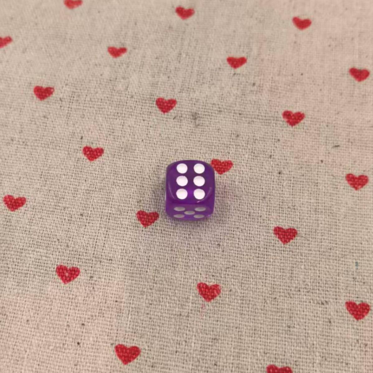 

Acrylic Colored Transparent Dice Shaker Pendant Beads 14x14mm фіолетовий