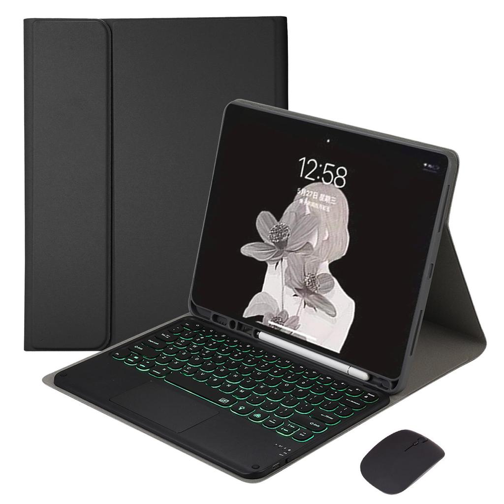 Round Cap Touch Backlit Bluetooth Keyboard & Protective Leather Case for Samsung Tab A9 PLUS S9 FE