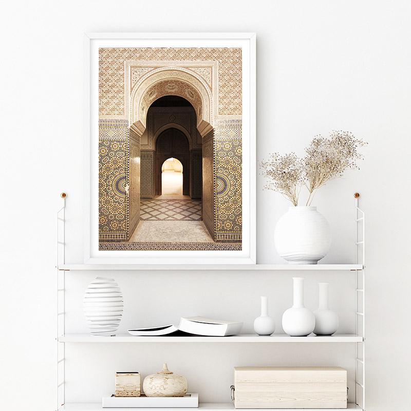 Islamic Architecture Morocco Door Vintage Poster Quotes Canvas Painting Print Religion Muslim Art Pictures For Wall Decor