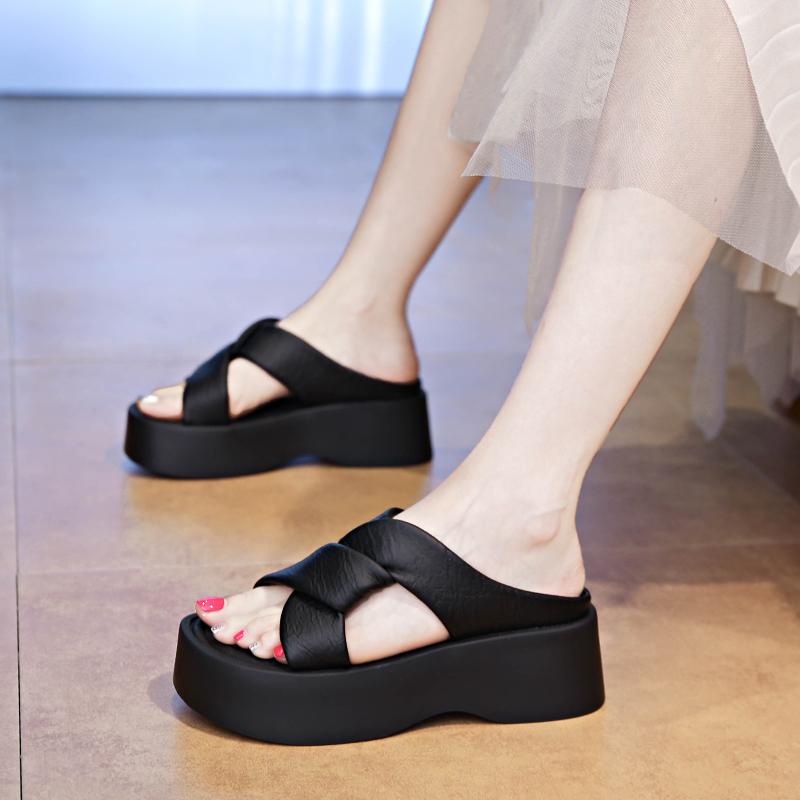 Fashion CRLAYDK Womens Fashion Slides Ladies Thick Sandals Slip On Walking Comfort Platform Slippers Open Toe Strap Outdoor Beach Shoes