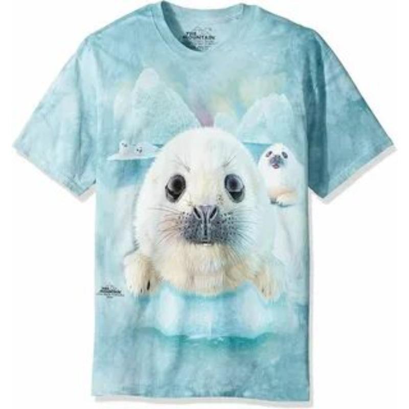 Sommer Bequem Weich Rundhals Kurzarm T-Shirt Robben Serie 3D Digital Gedruckt Locker Mode Übergröße Herren Damen T-Shirts