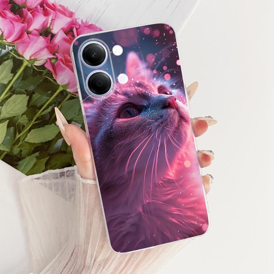 For Vivo Y05 4G Case Colorful Flowers Painted Cover Clear Silicone Soft Slim Phone Case For Vivo Y11d Y 05 VivoY05 VivoY11d Bags