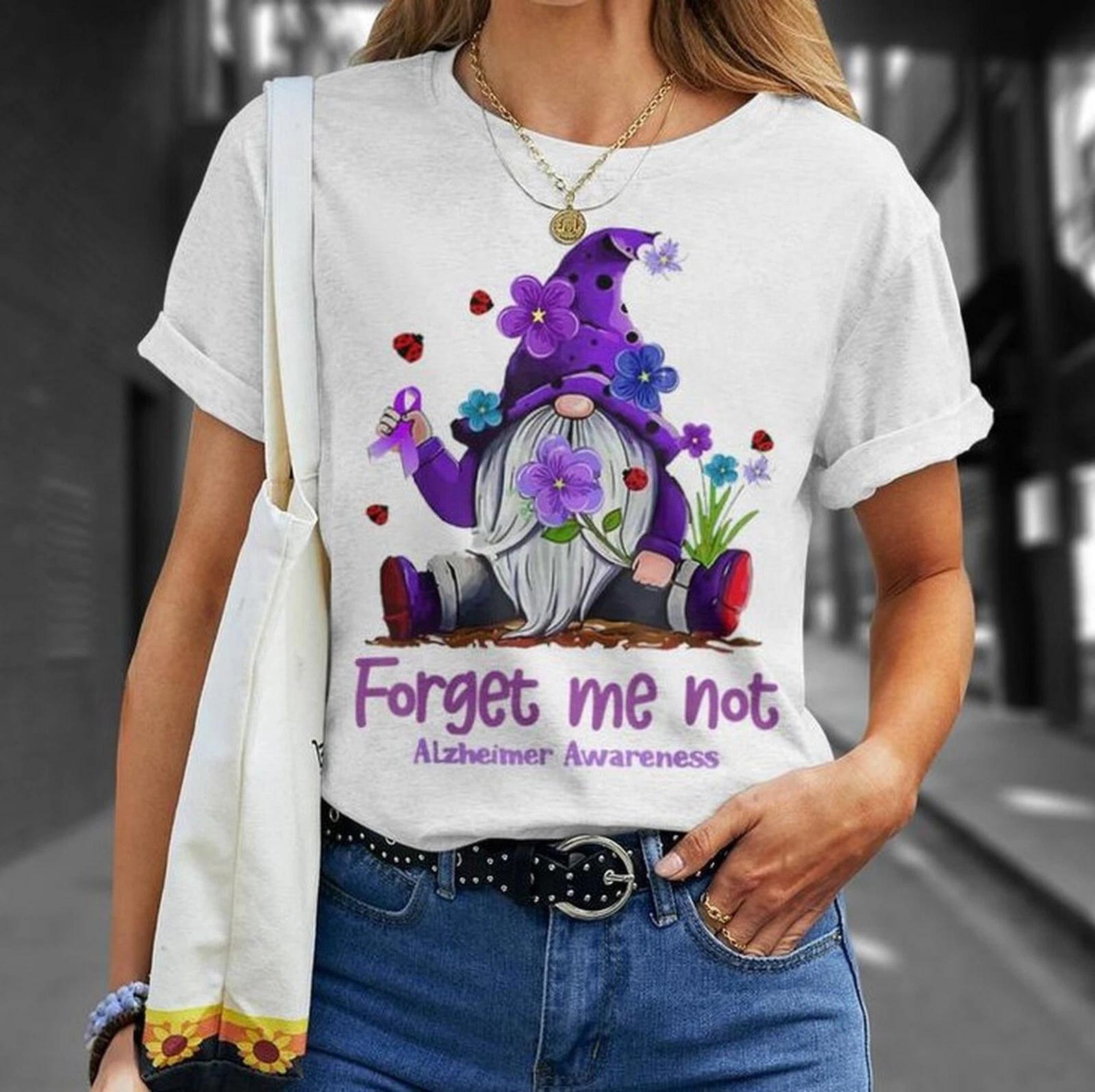 Forget Purple Gnome Me Not Purple Alzheimer s Awareness T-Shirt Old People 3XL
