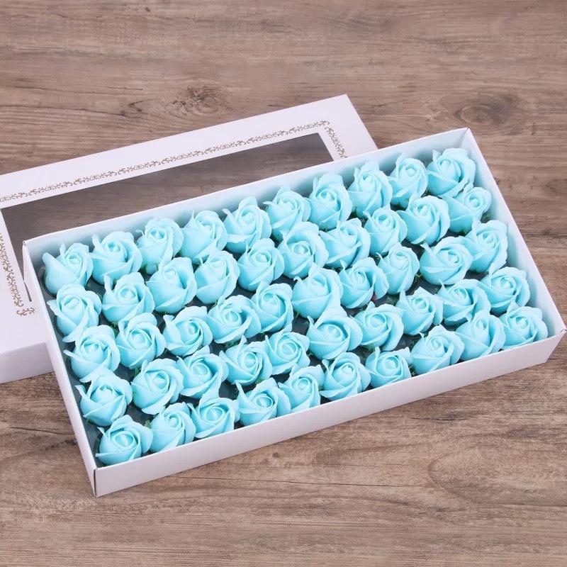 50pcs Two Layer Soap Flower Rose Big Flower Head Thickened Packaging Bouquet Material Simulation Flower Valentine's Day Gift Box
