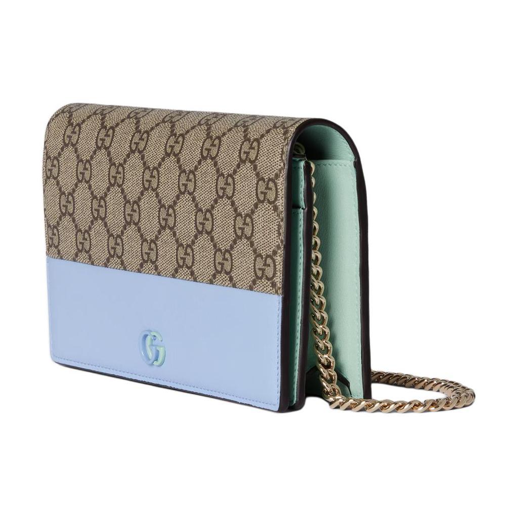 Gucci GG Marmont Color Block Design Brass Hardware Snap Closure Canvas And Leather Trim Shoulder Crossbody Wallet Women wallet 790060-AADQG-4947