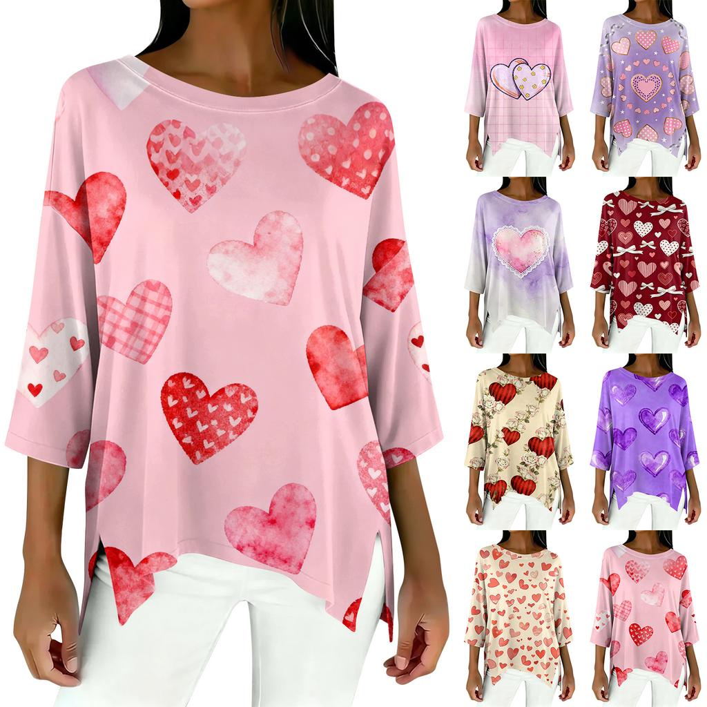 Damen 3/4-Ärmel Shirts Grafik-T-Shirts Shirts Lässige Basic-Tops Pullover