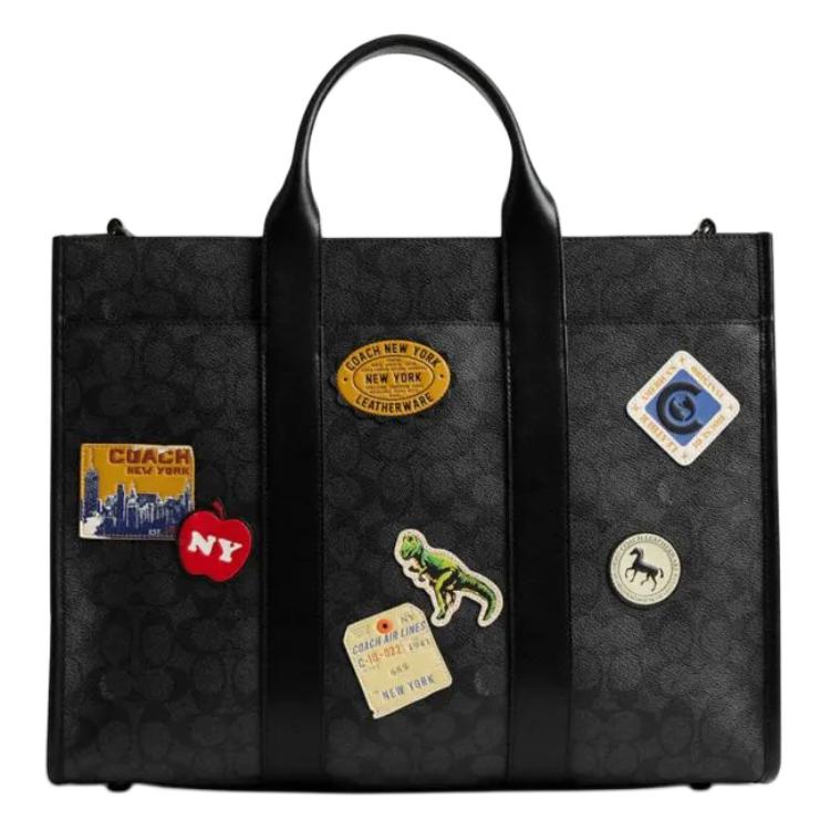 

Coach Wesley 41 Classic Logo Patch Tote Bag Women tote bags Charcoal-Gray CBF12-A5F Basic Set (Bag+Dust Bag)