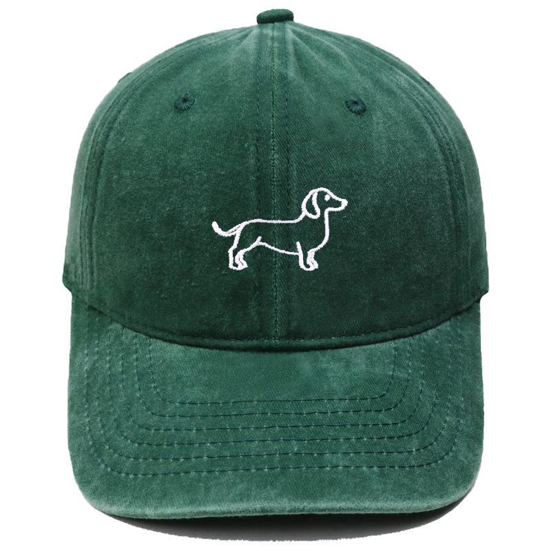 New cartoon cute puppy embroidered baseball cap washed retro simple men's and women's casual versatile sunshade cap