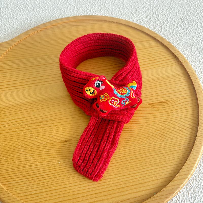 New Year Celebration Decoration Pet New Year Scarf Warm Knitted Neckerchief Pet Cat And Dog Red Scarf Pet Accessories Supplies
