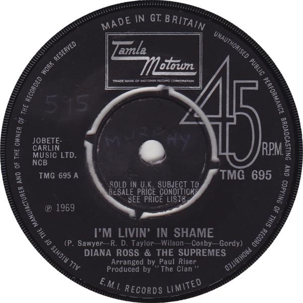 

7inch Record SUPREMES Im Livin In Shame TMG695 Tamla Motown 1969 UK SoulFunk Used