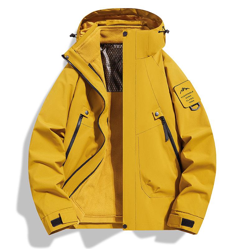 [Stall] Three-in-one Spring New Men's Mountain Style Hooded Tooling Jacket Jacket Men's and Women's Anti-wear
