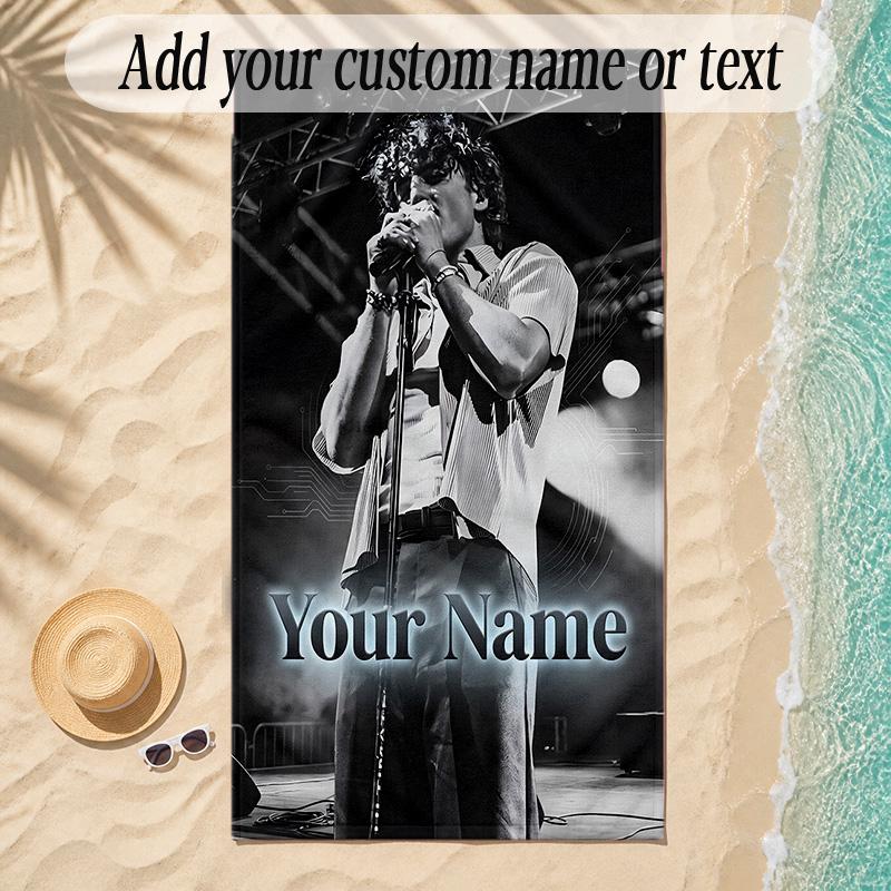 Beach TowelBenson Boone Custom Name Text Personalized Soft Towel for Beach Pool Indoor Home Decor Gift