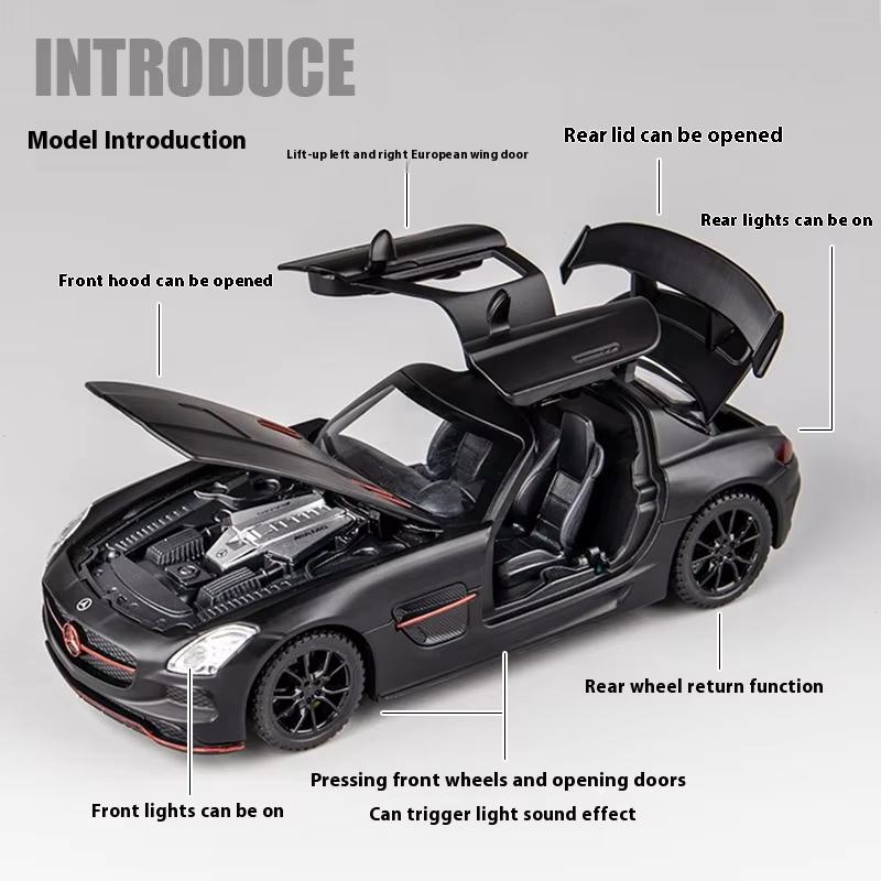 Nové 1:32 simulovaných sportovních vozů Benz AMG SLS z lehkých slitin, model auta, model auta, ozdoba, chlapecké dětské hračky, auta