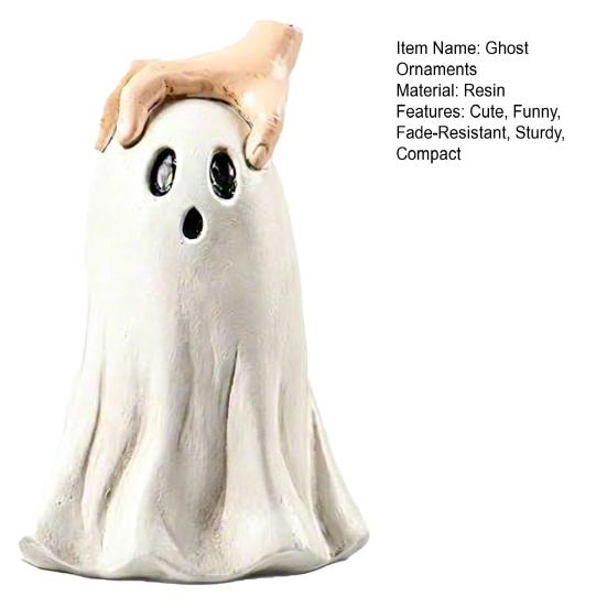 Halloween Party Table Decor Ghost Figurine, Cute Statue with Creepy Cape Fingers, Resin Figurine for Home Desk Decor, Funny Indoor Hand-carved