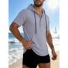 Mens Solid Color Loose Casual Short Sleeve Hooded Shirt
