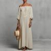 Elegant Floral Off Shoulder Maxi Dress With Embroidery For Casual Spring Occasion
