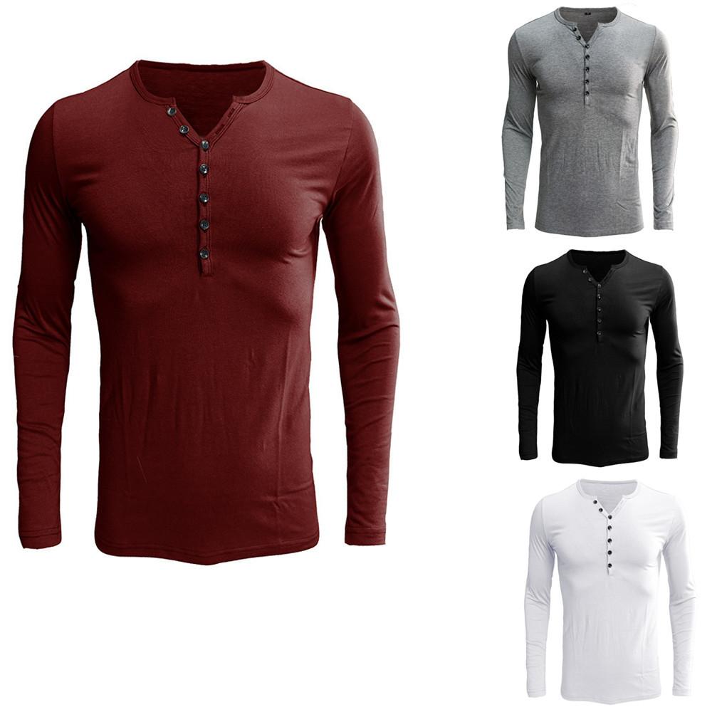 Autumn and Winter Men's T-shirt Long-sleeved Base Shirt Henry Polo Shirt