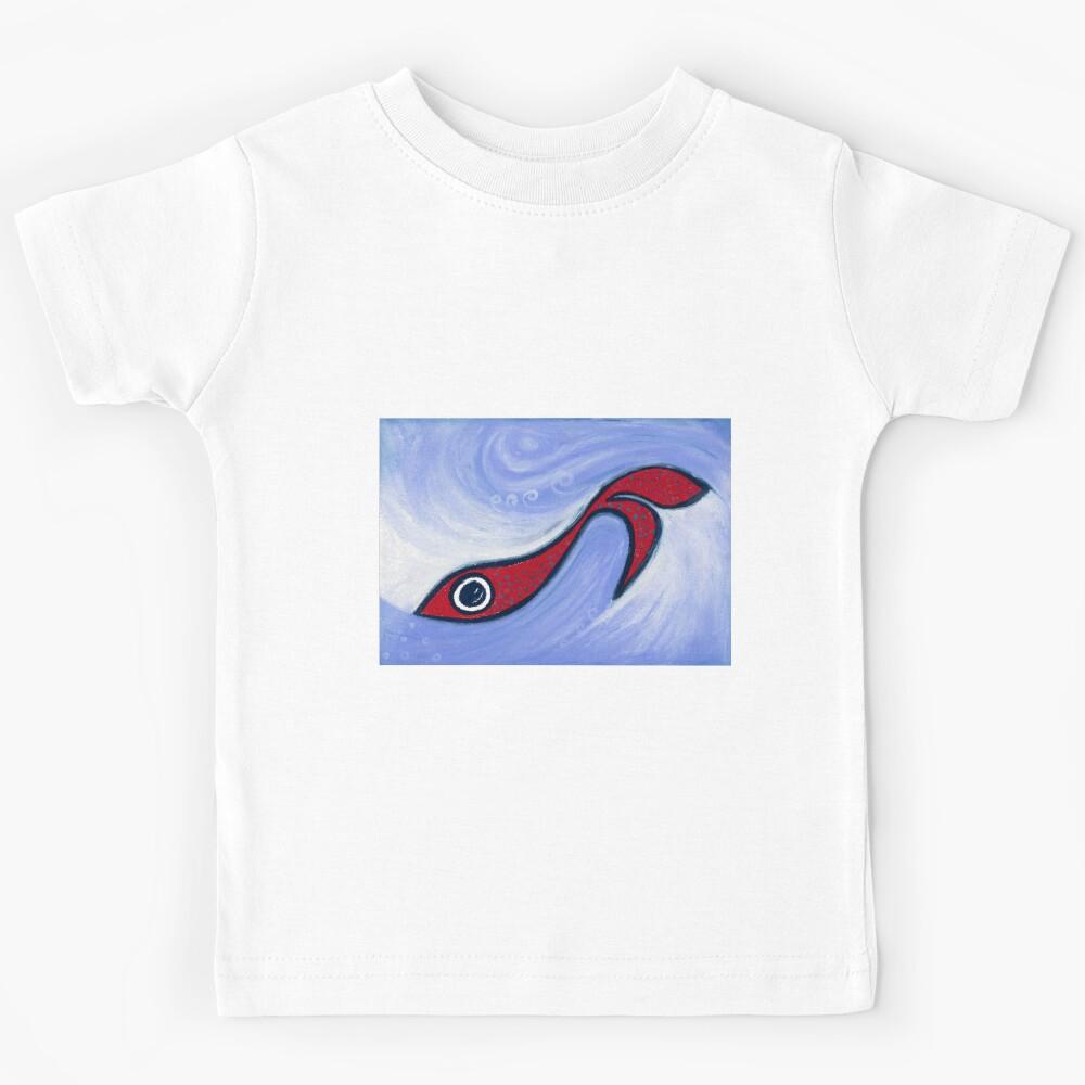Little Red Fish Elegantly Swimming Kids T-Shirt 120