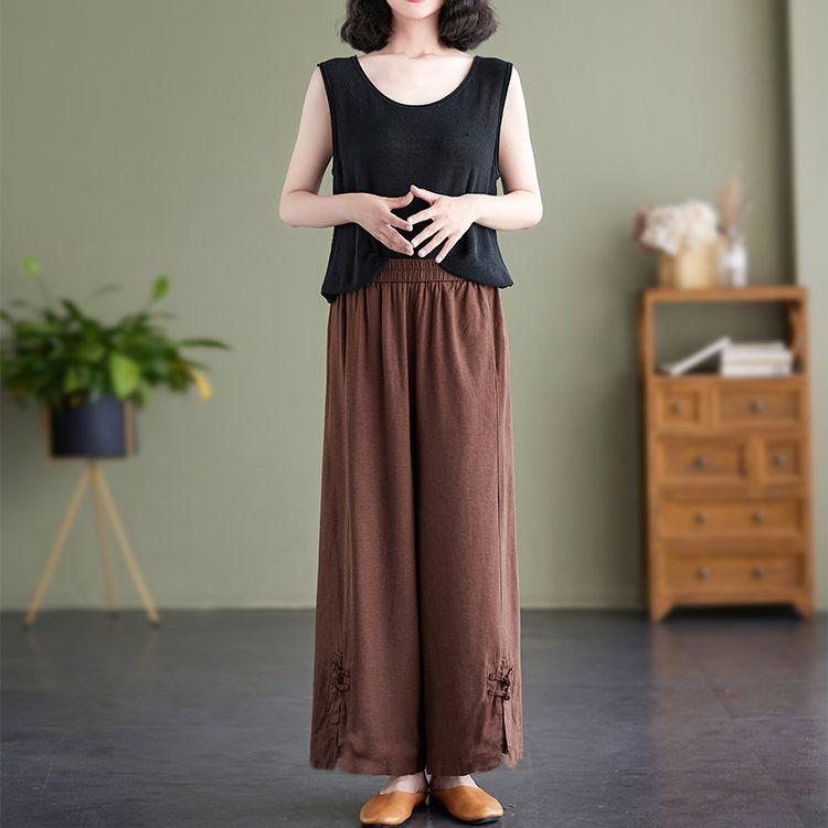 

Женские весенне-осенние брюки-кюлоты с высокой талией и драпировкой, стильные, утягивающие, универсальные, повседневные, прямые, с завышенной талией 2XL коричневый