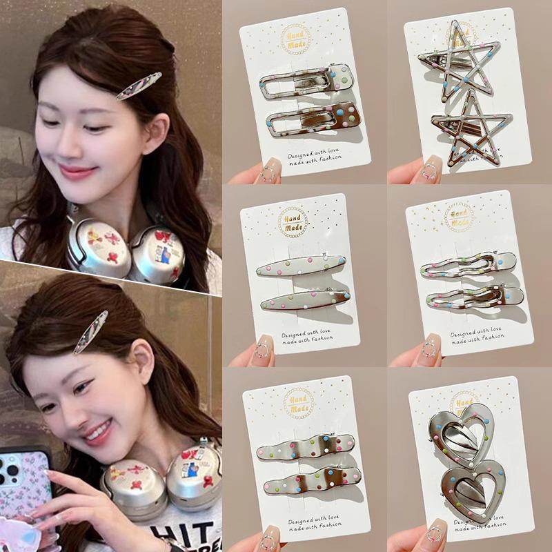 Zhao Lusi Polka Dot Metal Duckbill Hair Clip - Cute Women's Side Bangs Headdress Hairpin
