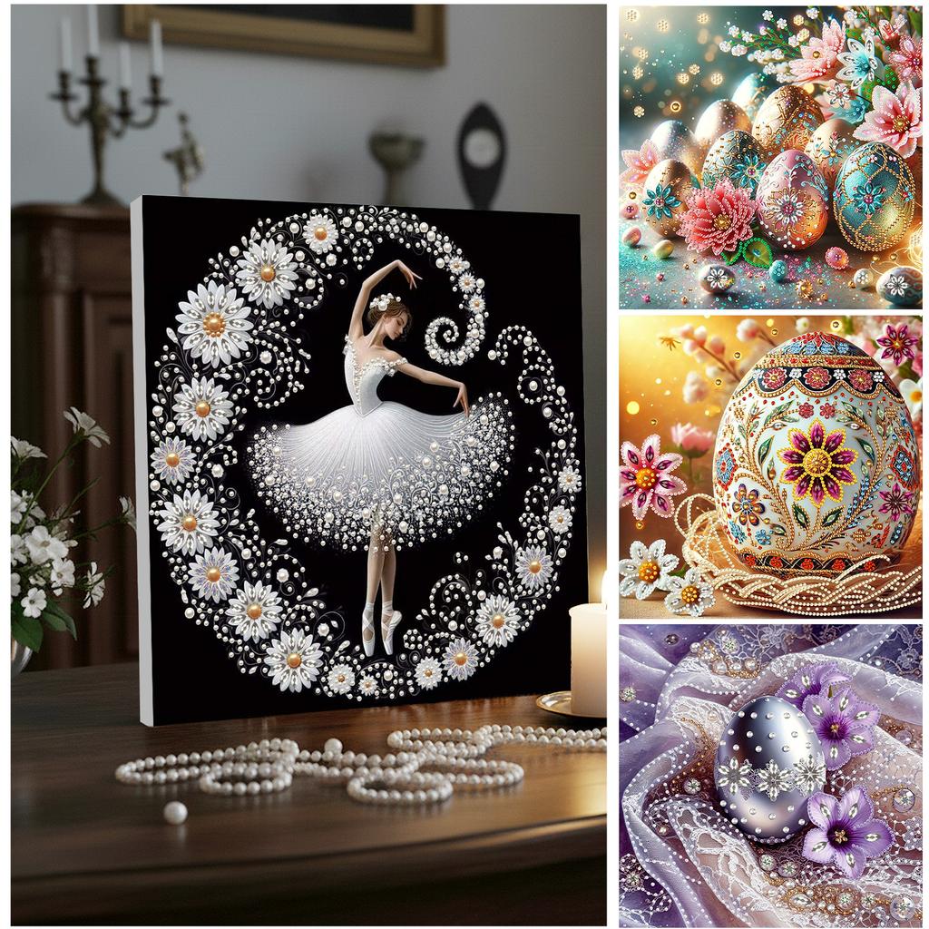 Kit Pittura Diamante 5D Fai da Te con Trapano Parziale a Forma Speciale di Pasqua per Adulti Principianti Decorazioni per la Casa Kit Diamond Art 30x30cm