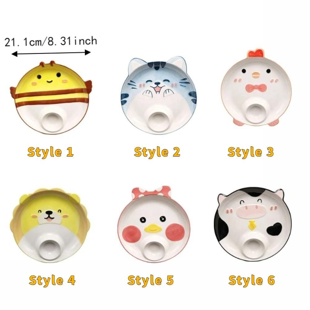Ceramic Cow Sushi Plate Animal Shape Grid Dumpling Plate Cute French Fry Plate  Household