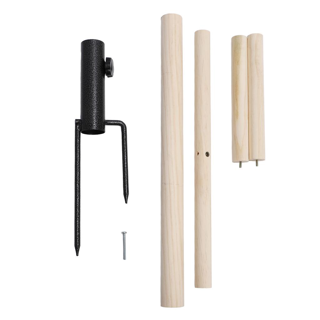 Hölzerner Hühnerständer Spielzeug Multifunktionale Vögel Trainingsast Sitzstange mit Metall Erdspieß für