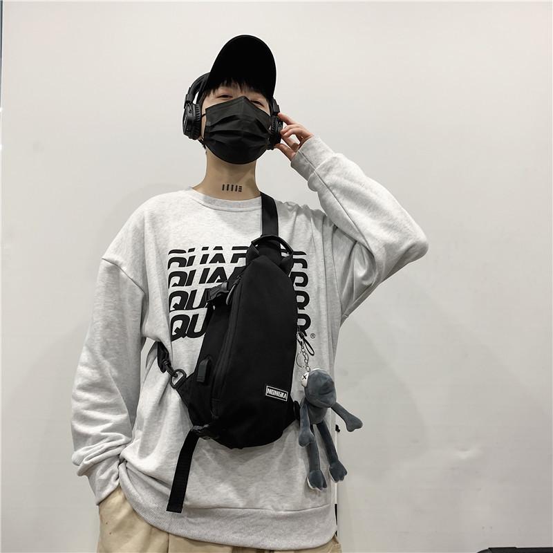 

Fashion new breast bag, spring outing small bag, single room messenger multi-functional backpack, trendy and cool cycling bag, large-capacity couple single package чёрный