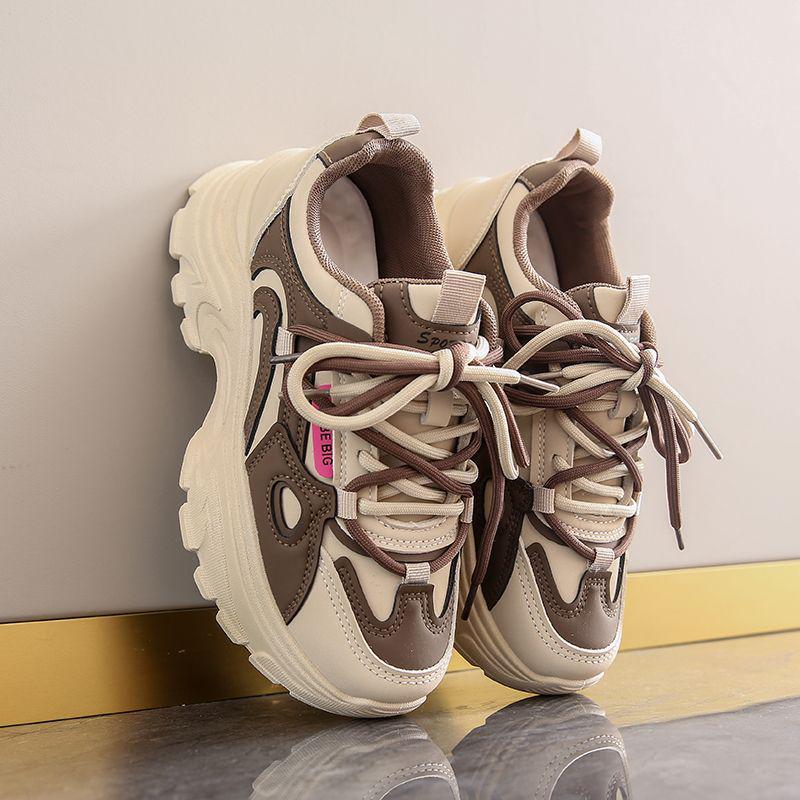 Women's Genuine Leather Waterproof Non-Slip Running Shoes - Dad Style, Soft Sole, Autumn Collection, Small Feet Fit.