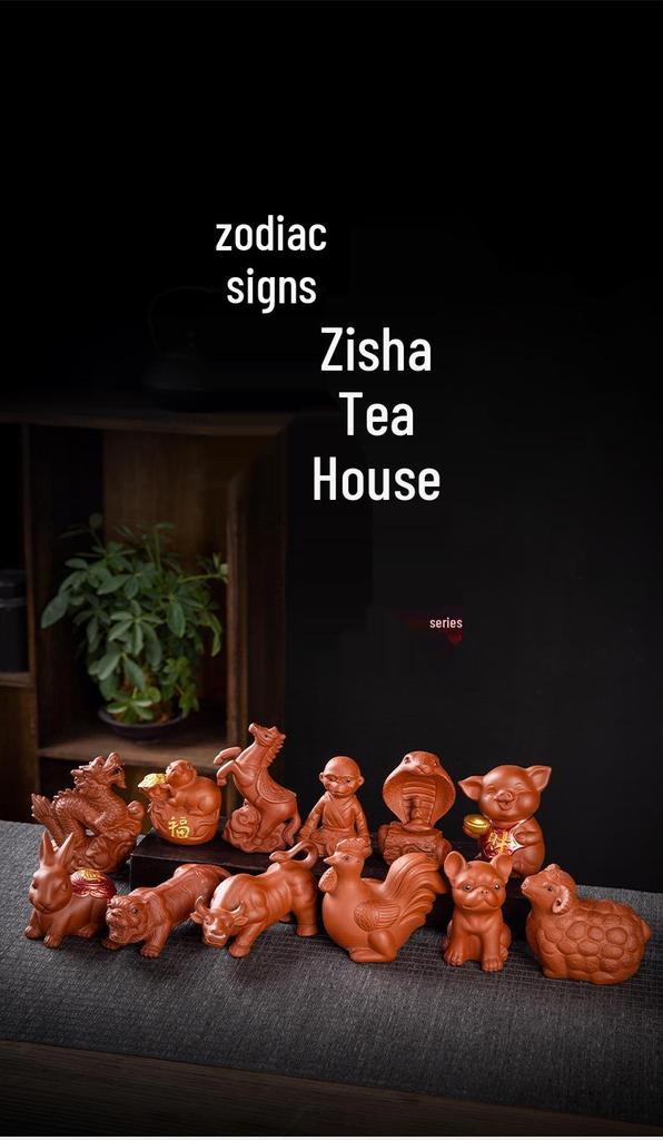 Purple Clay Zodiac Animal Horse Tea Pet Ornament – Cute, Creative Tea Table Dragon Mascot Decoration