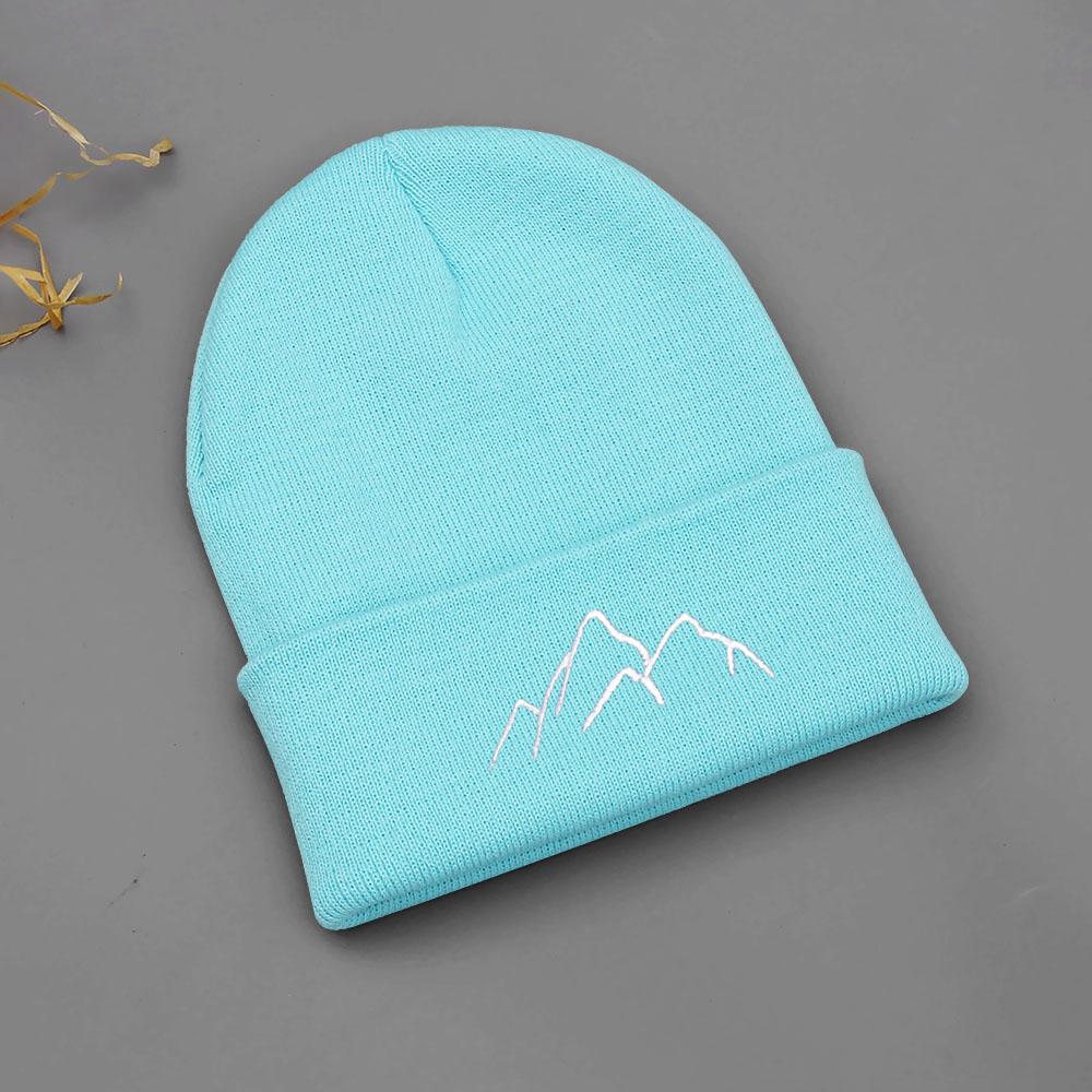 Winter Beanie Hats for Men Women Mountain Style Knit Cuffed Beanie Skull Cap Outdoor Daily Wear