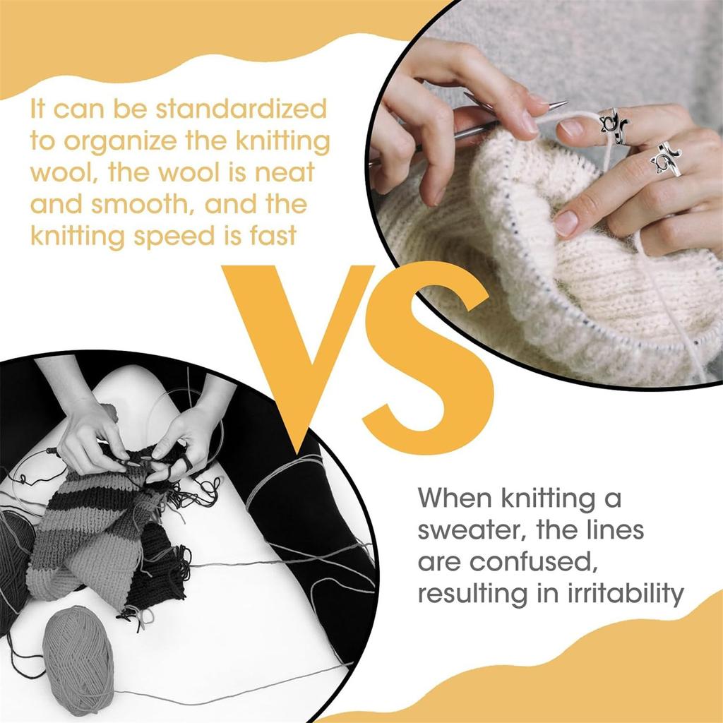 6 Pcs Cat Ears Crochet Rings Crochet Tension Rings Crochet Loop Rings Adjustable Crochet Rings Gift for Craft Lovers