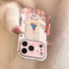 Korean Cartoon Embroidery Plush Animals Leather Texture Phone Case For iPhone 17 13 14 15 16 12 11 Pro Max Shockproof Soft Cover