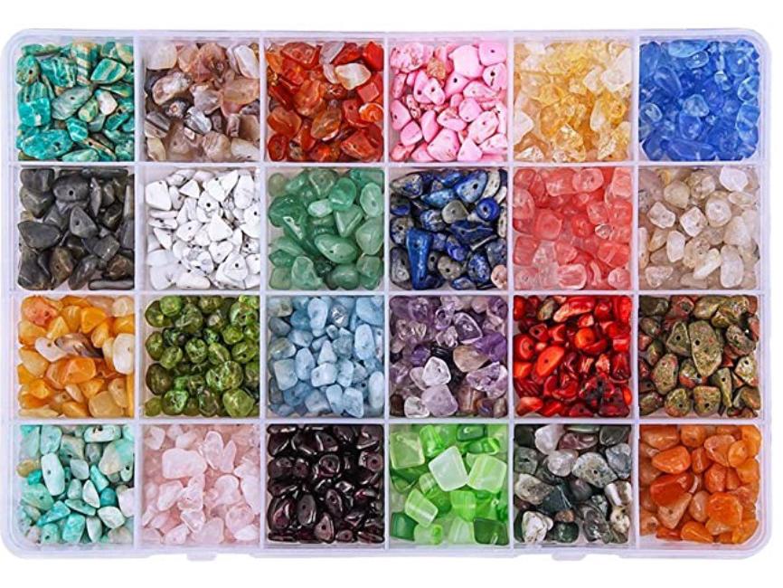 24-Compartment Natural Stone Bead Jewelry DIY Kit