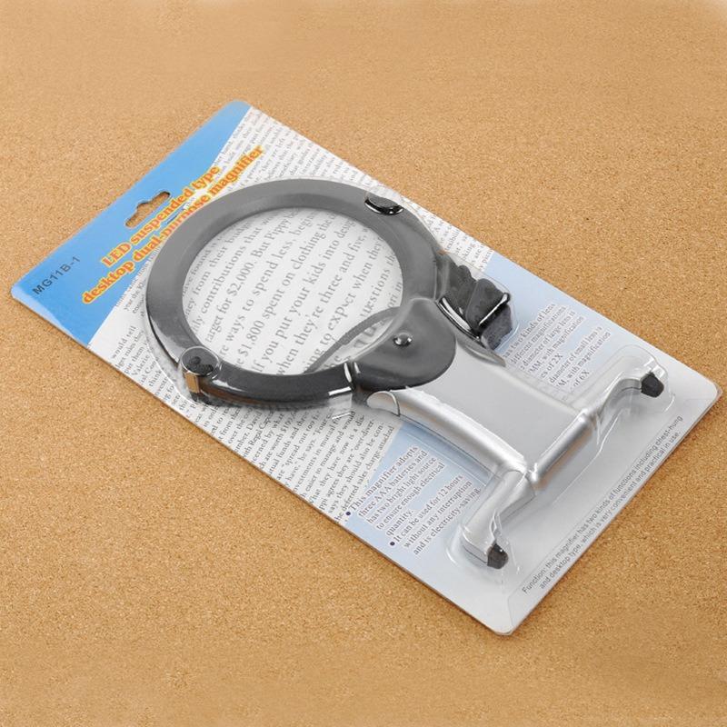 2x 6x Led Hands Free Lighted Magnifying Glass Neck Hanging Desktop Tool For Seniors Sewing Cross Stitch Embroidery