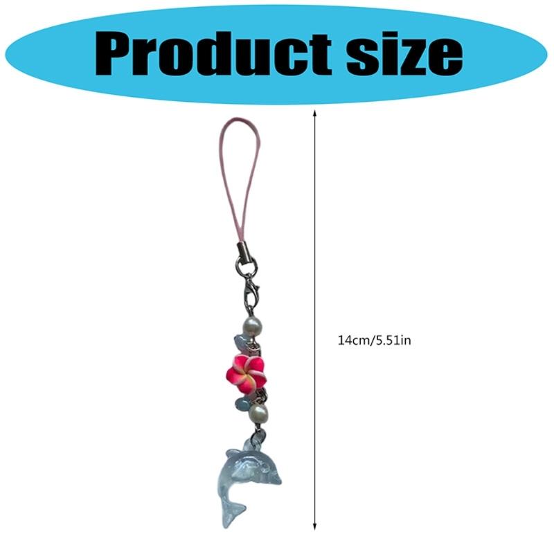 Whimsical Dolphin Egg Flower Key Ring Handcrafted Beaded Resin Charm Pendant For Backpack Zippers Decoration