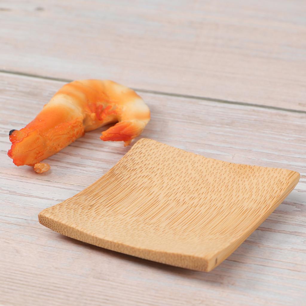 20 Pcs 6X6Cm Bamboo Sushi Tray Square Snack Plate For Dessert Fruit Cake Storage Mini Dish Holder Kitchen Barware Set