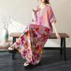 DIMANAF 2025 Summer Women Plus Size Loose Dress Beach Basic Casual Long Dress Vintage Floral Printing Holiday Dress