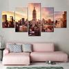 5 Pieces Wall Art Canvas Prints Cityscapes Midtown Sunset Poster Painting Modular Picture Home Decor Living Room Artwork