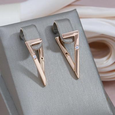 Simple Shiny Triangle Geometry Dangle Earrings For Women Zircon Jewelry Gold Color Drop Earring
